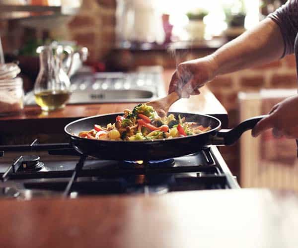 cooking on natural gas stove